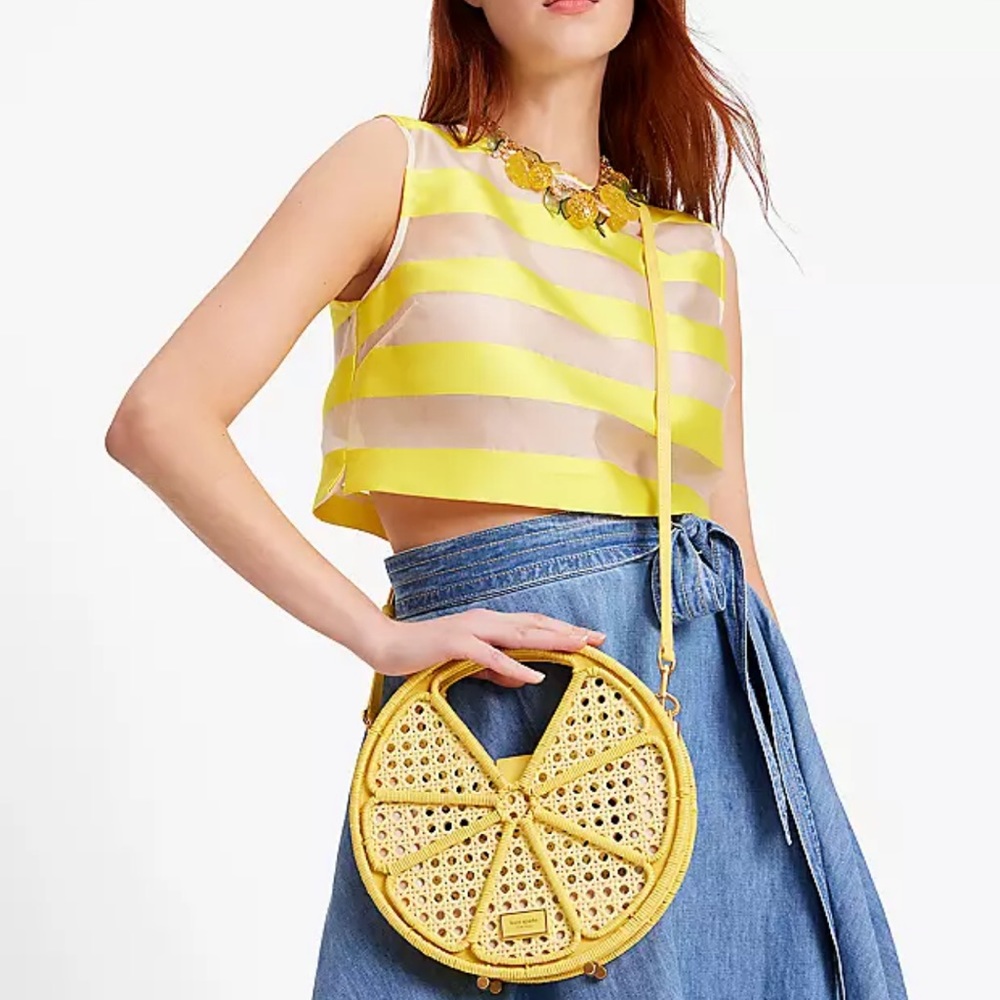 NWT Kate spade Lemon Drop Rattan Top-Handle Bag - Picture 2 of 4